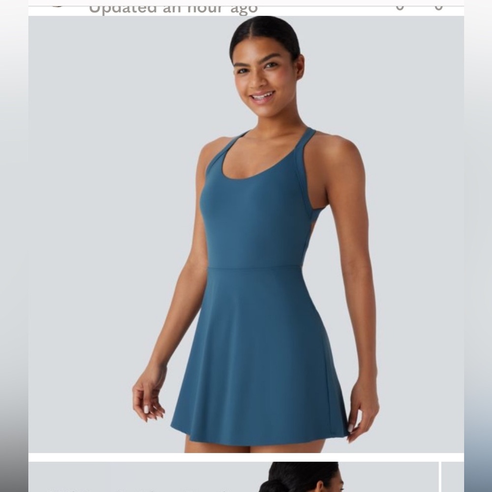 LOT OF TWO Halara Easy Peasy Dress Size Medium - blue and black